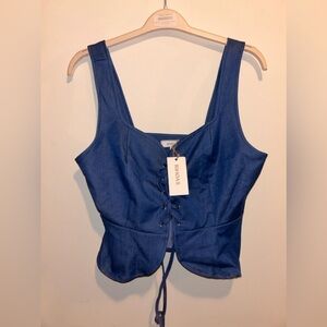 RIHOAS denim-look lace up corset bnwt size L